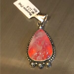 Sterling Teardrop Pink Moonstone Pendant -